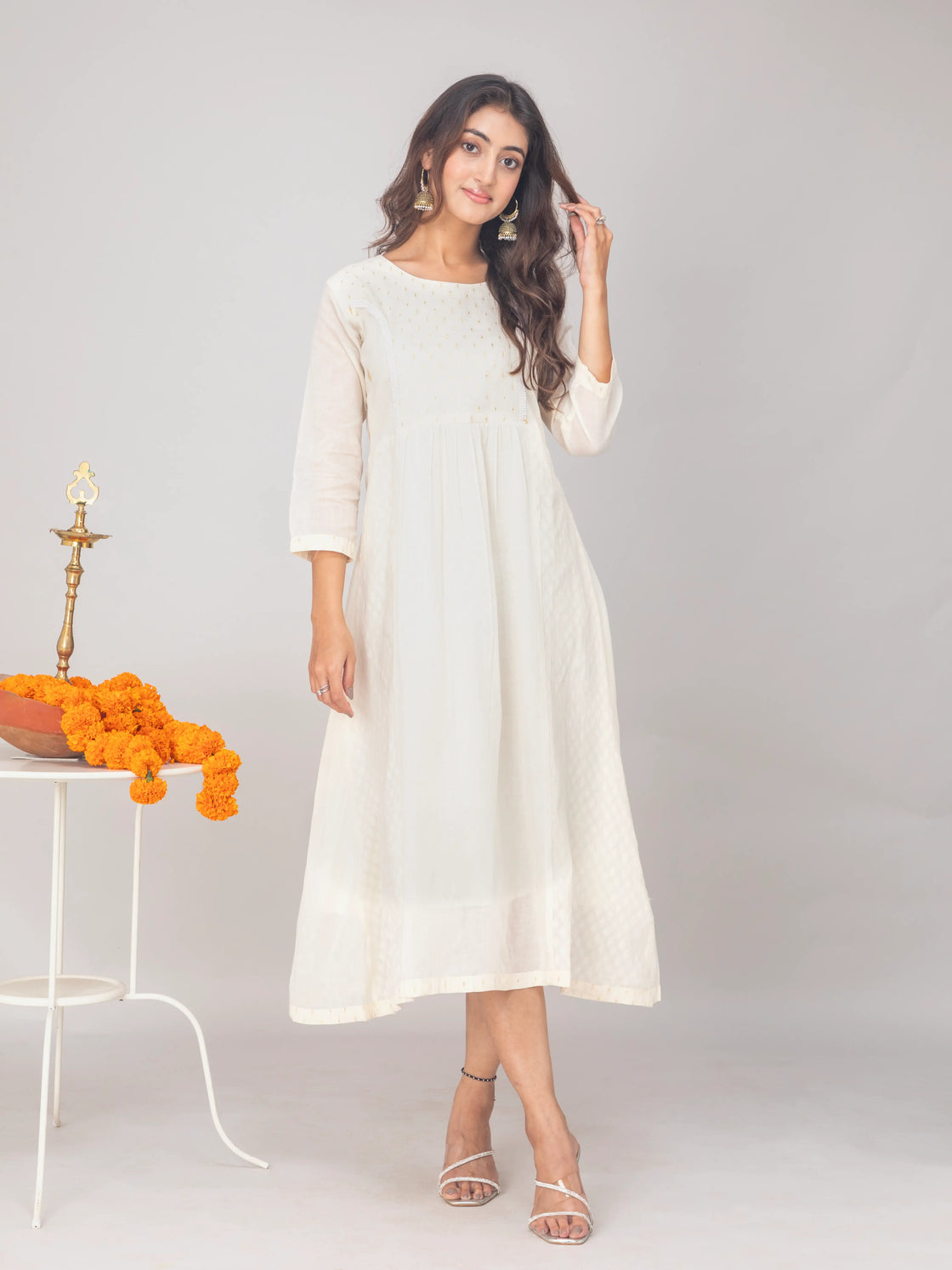 Mul Cotton Round Neck Anarkali Kurti