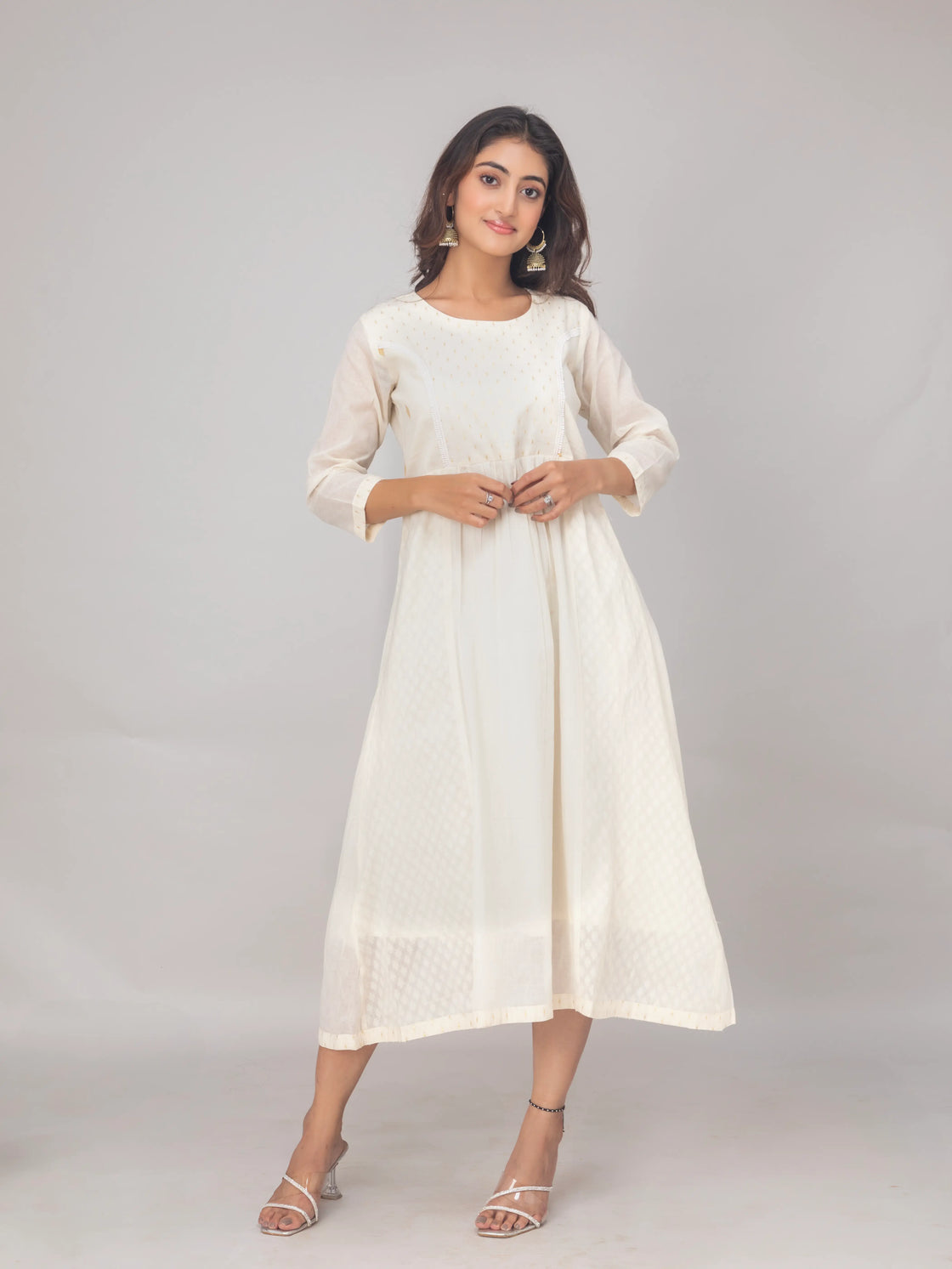 Mul Cotton Round Neck Anarkali Kurti