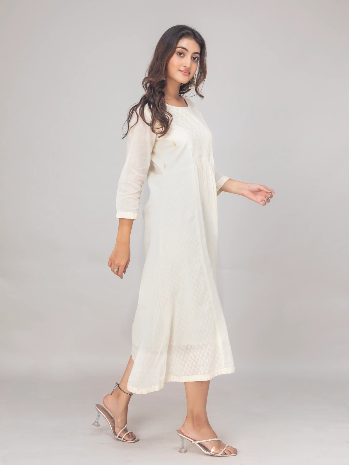 Mul Cotton Round Neck Anarkali Kurti