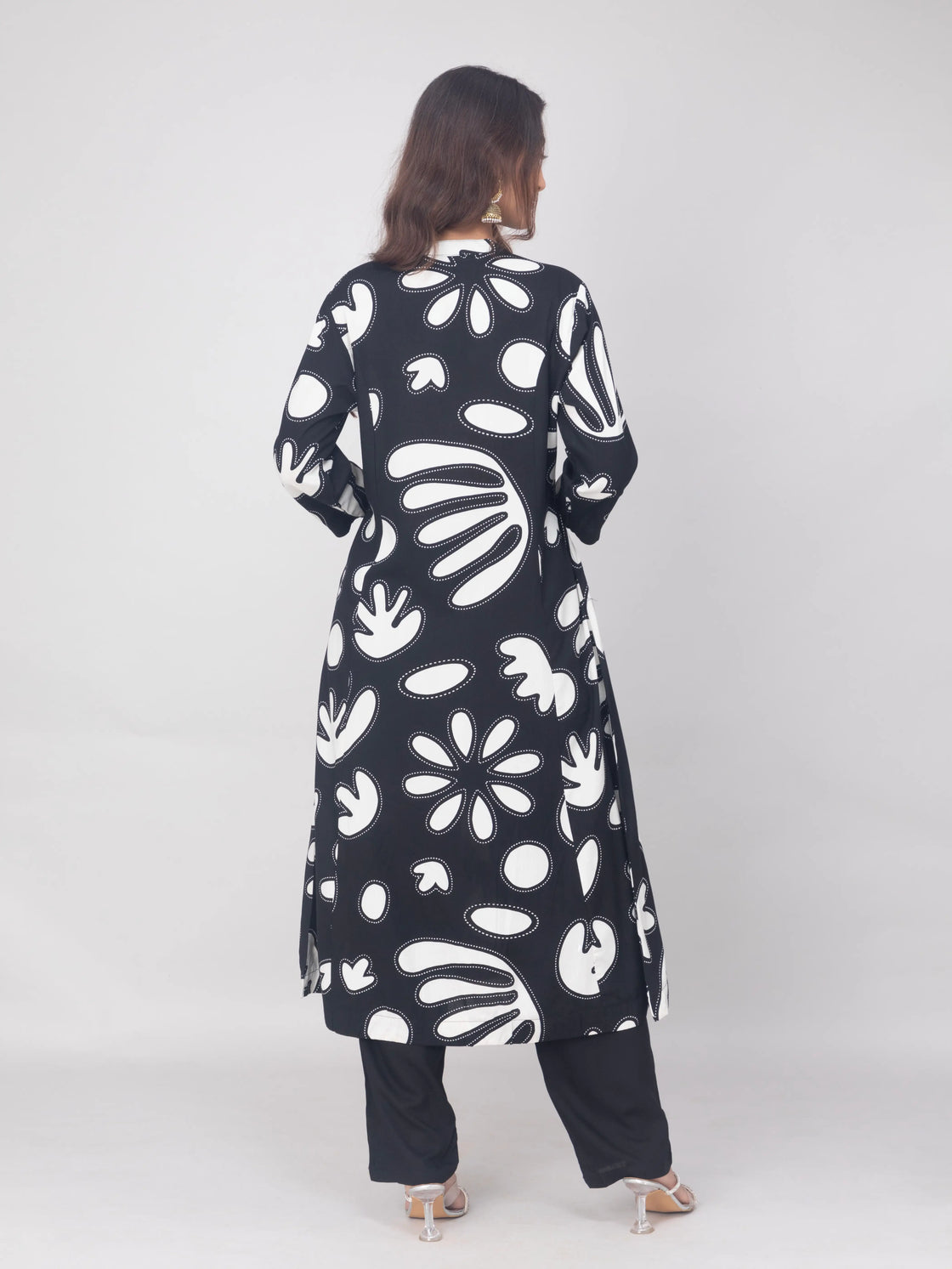 Rayon A-Line Kurti with Computer Print & Side Pockets