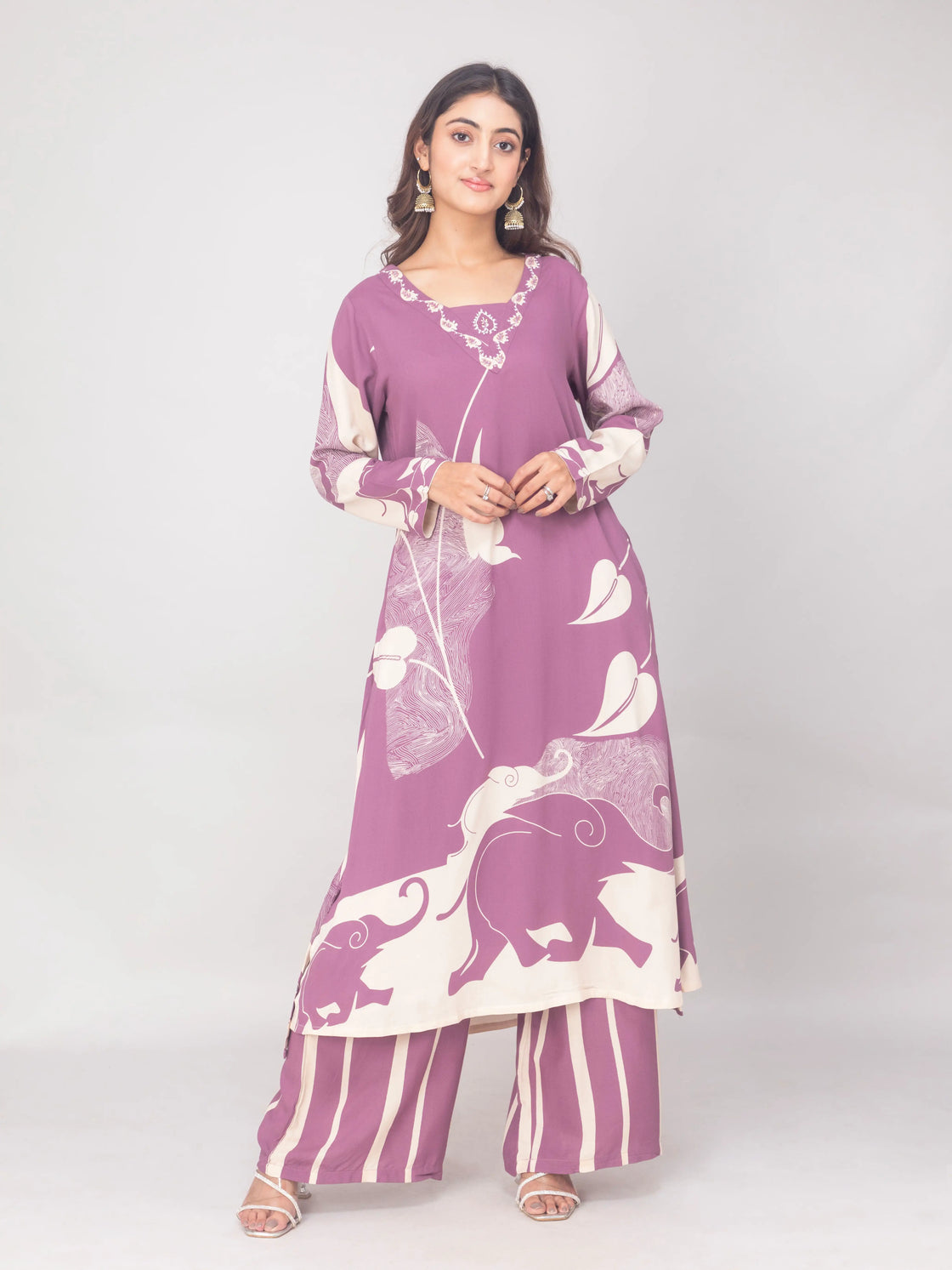 Rayon Cotton Printed Kurti with Palazzo Set