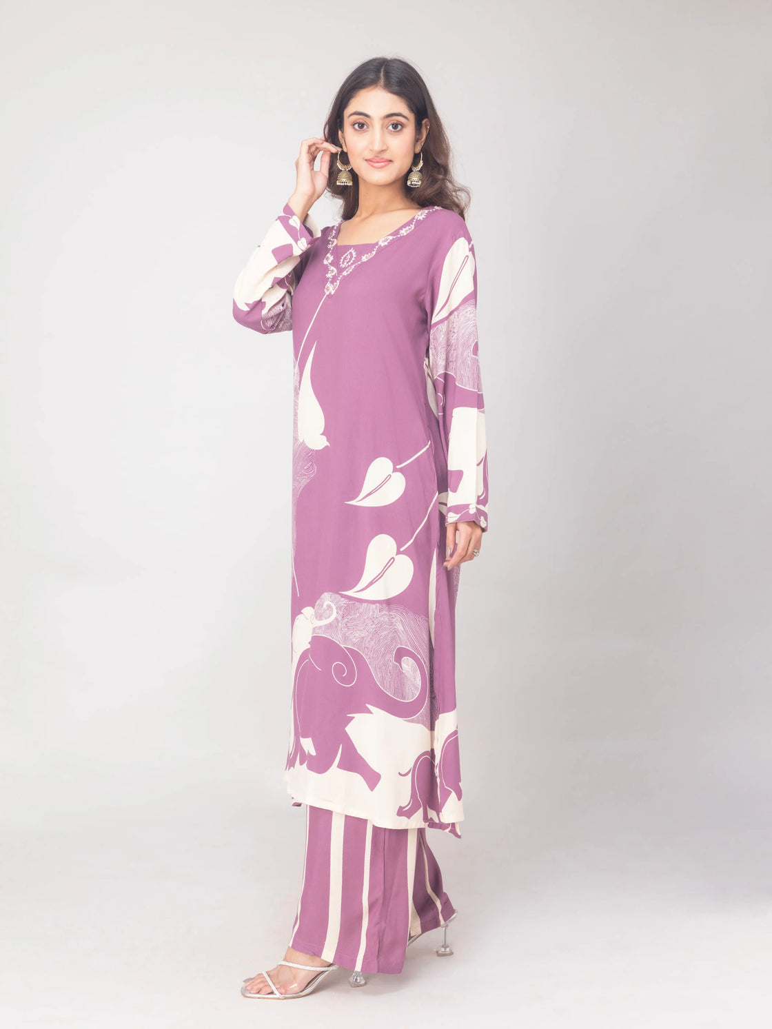 Rayon Cotton Printed Kurti with Palazzo Set