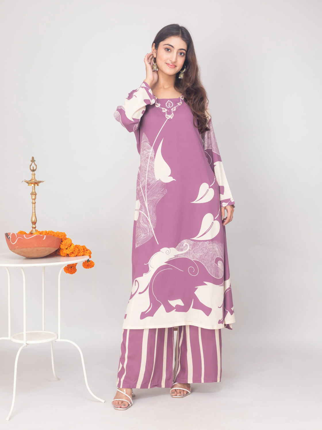 Rayon Cotton Printed Kurti with Palazzo Set