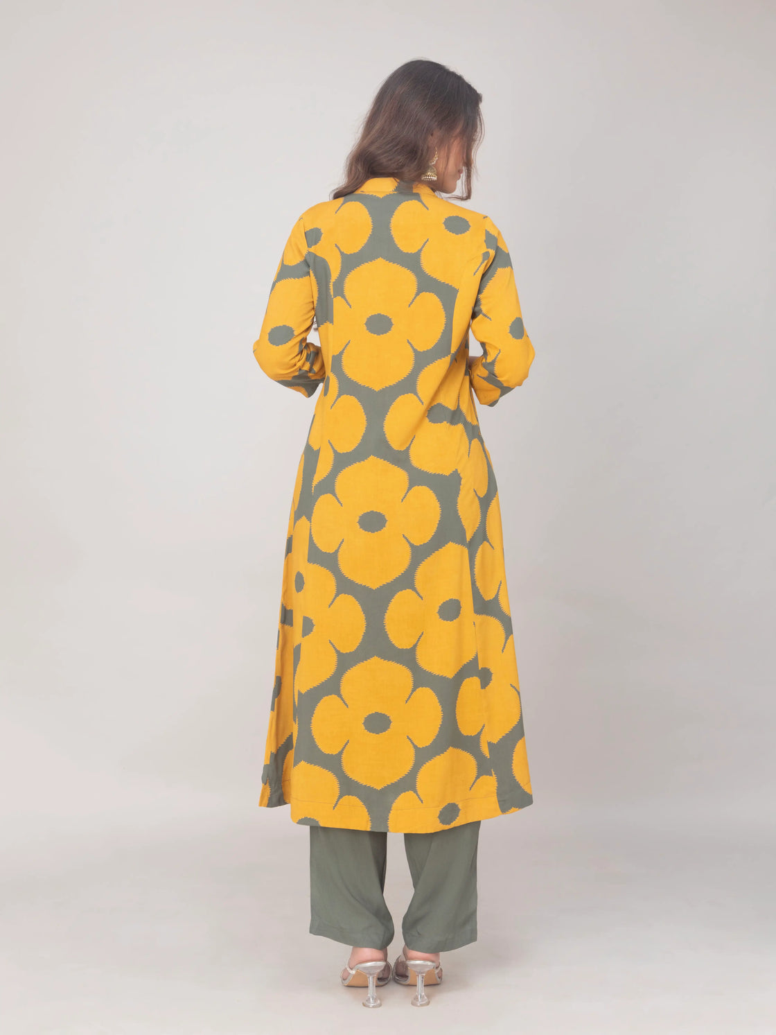 Rayon A-Line Kurti with Computer Print & Pants