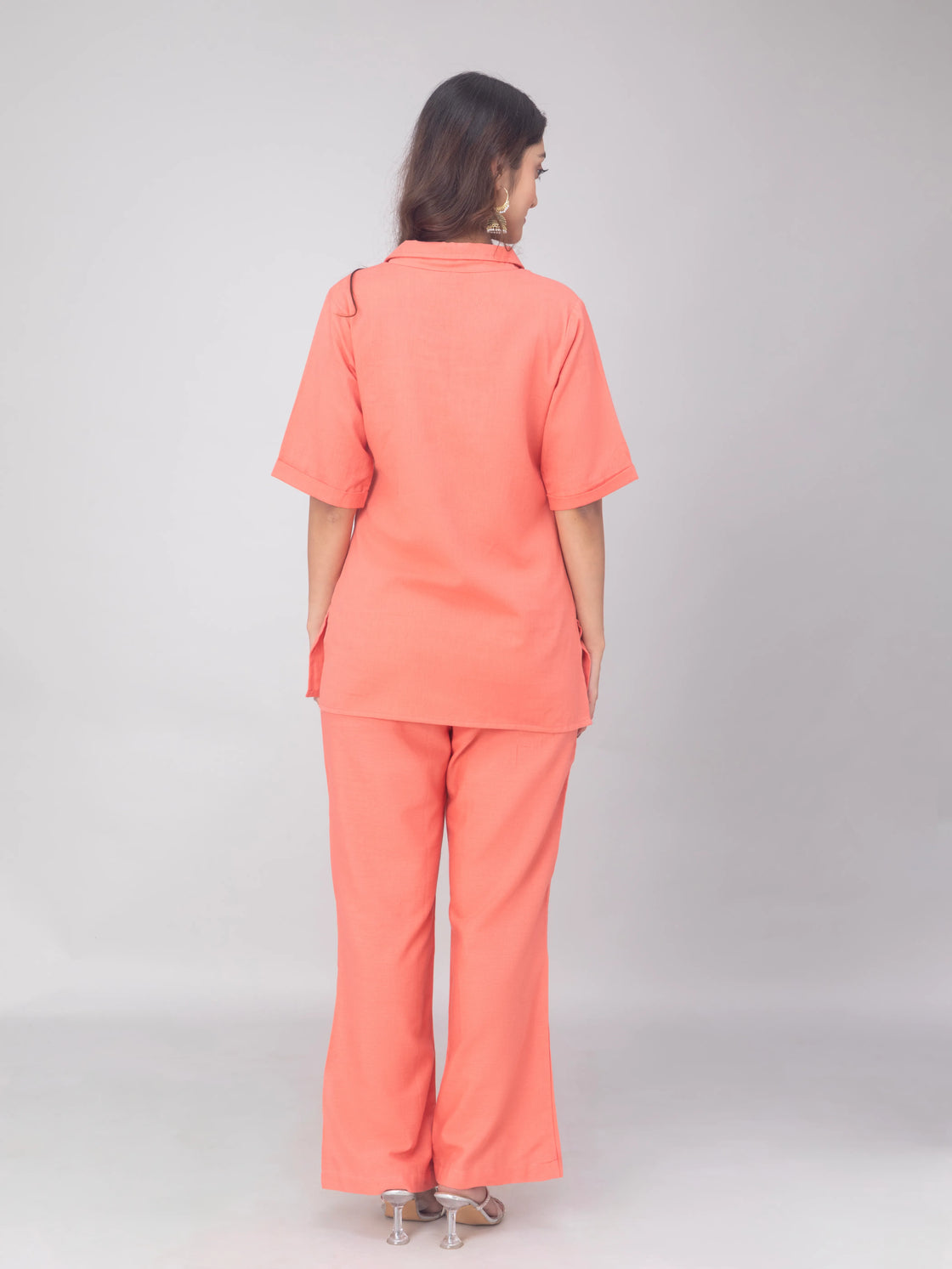 Peach Casual Co-ord set - Soft Cotton Travel Wear