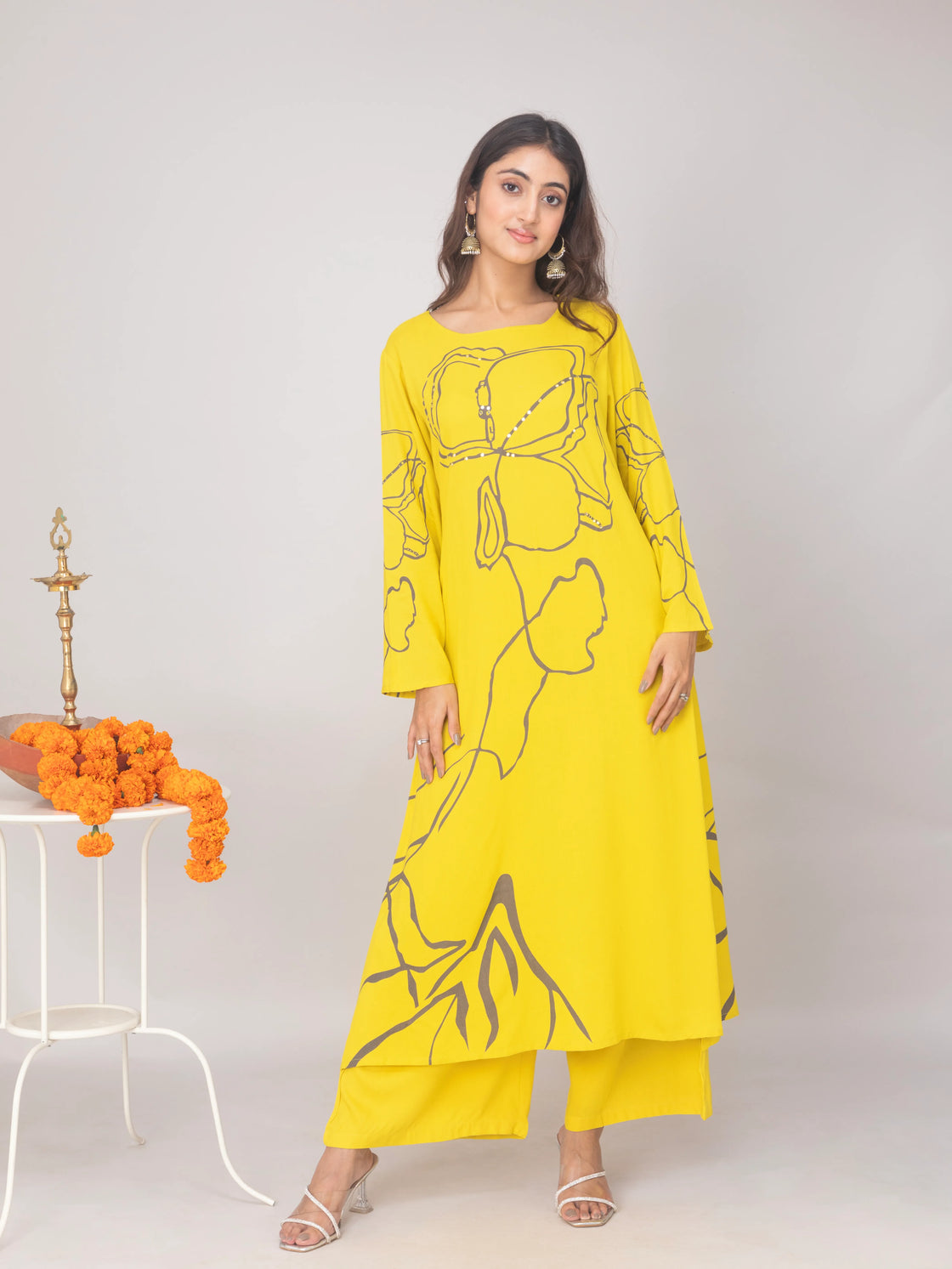 Stylish Printed Kurti with Palazzo - Soft Cotton Festive Wear