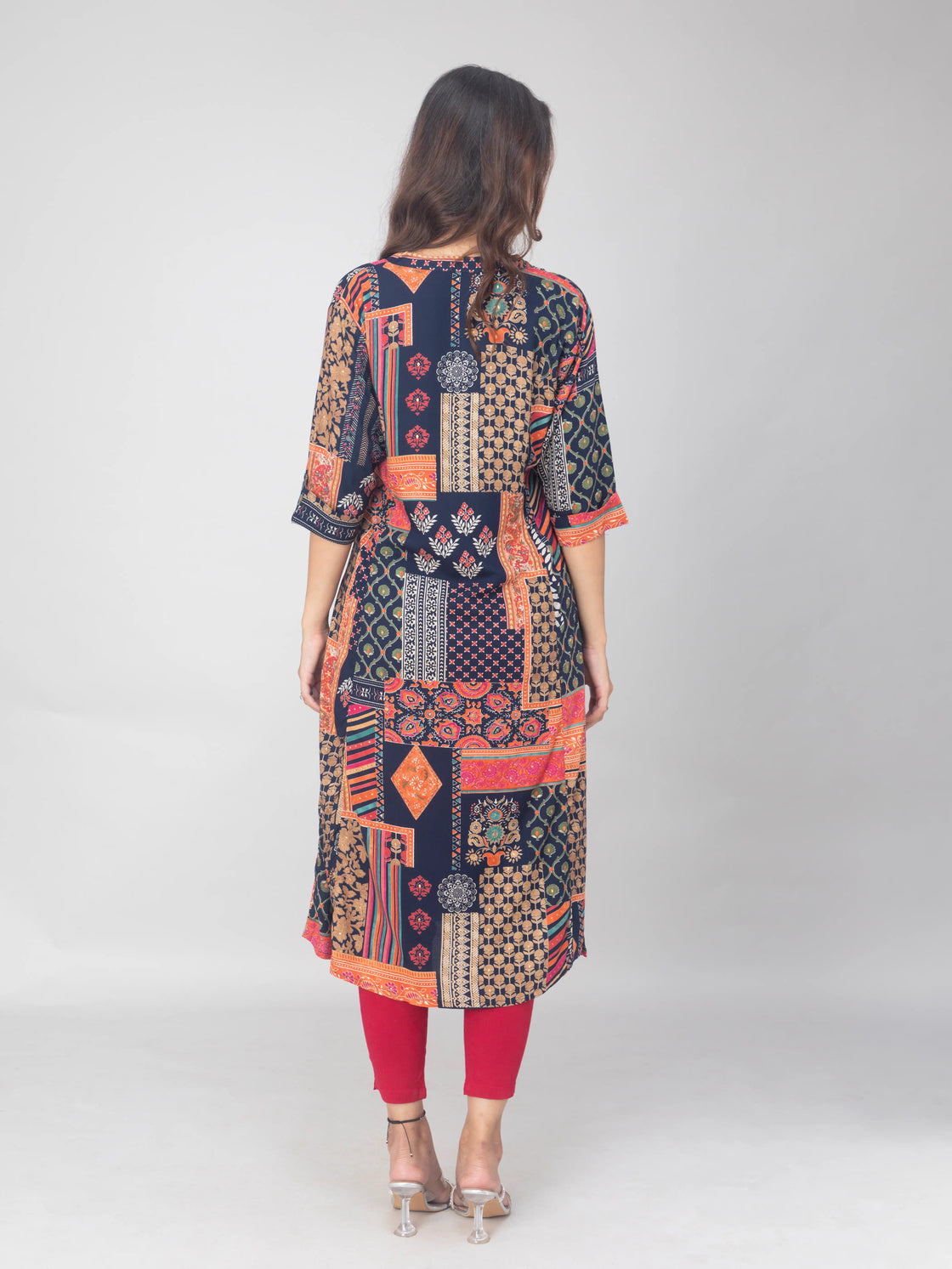 Elegant Rayon A-Line Kurti with Chinese Collar & Digital Print