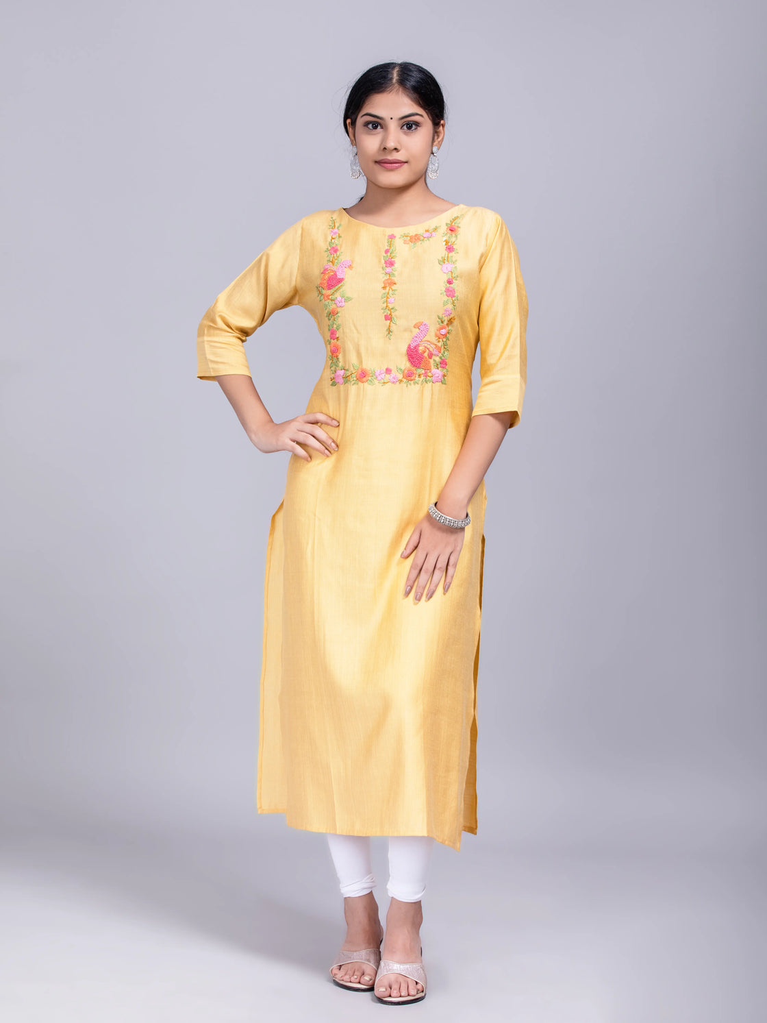 Hand Kashmiri Embroidery Kurti On Soft Cotton