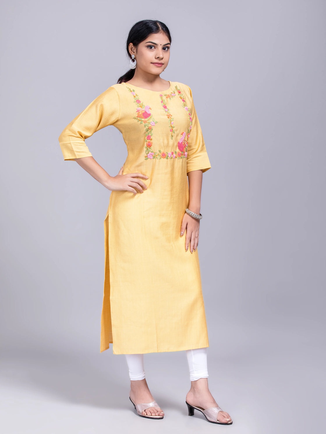 Hand Kashmiri Embroidery Kurti On Soft Cotton