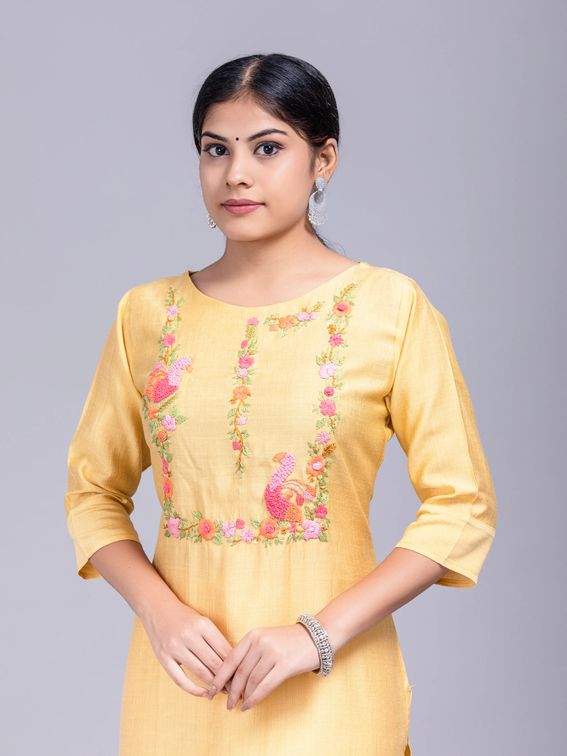 Hand Kashmiri Embroidery Kurti On Soft Cotton