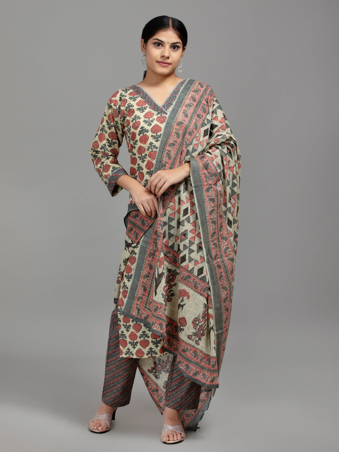 Digital Print Kurti with Daliyah Work, Pants & Dupatta