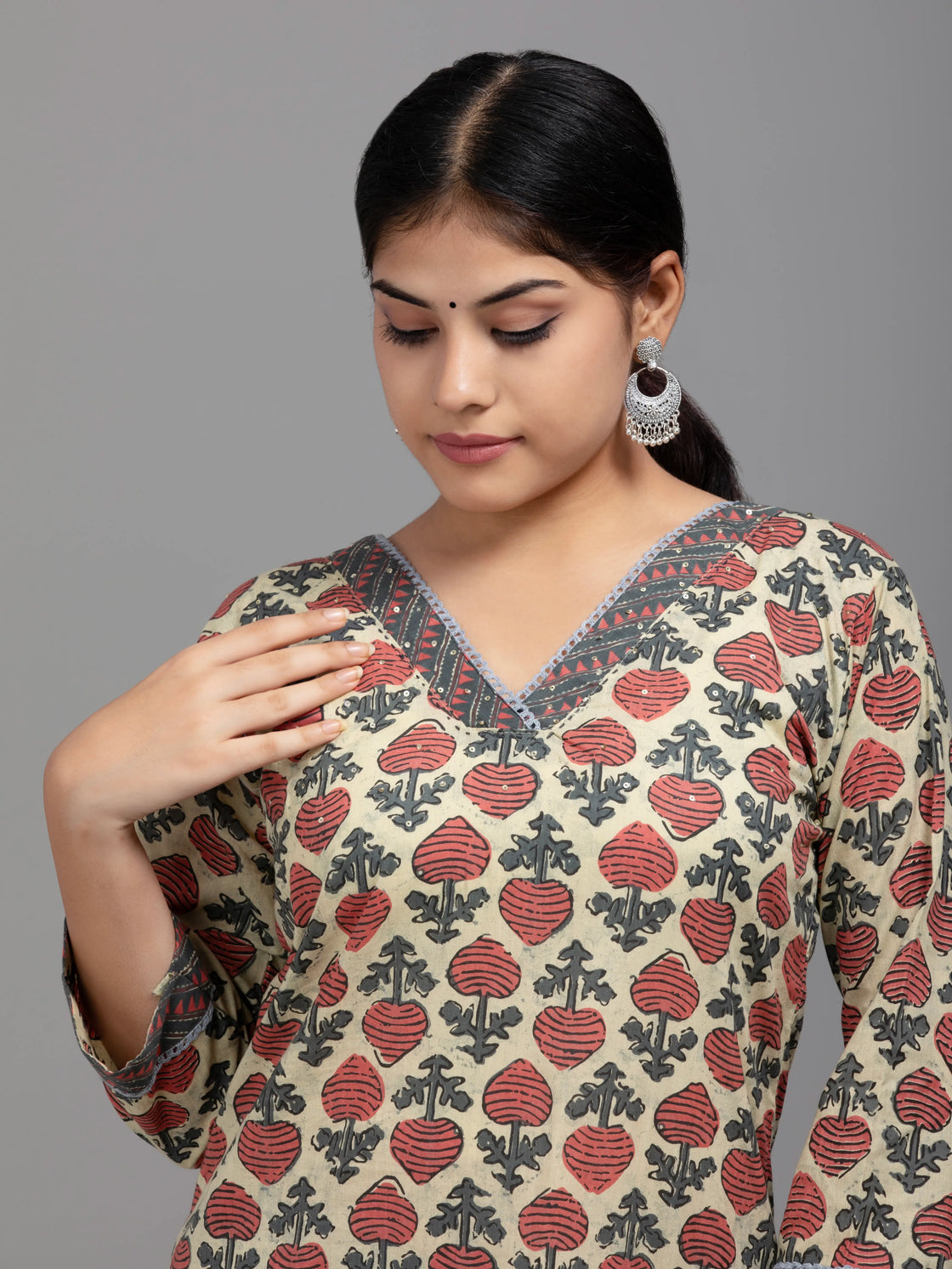 Digital Print Kurti with Daliyah Work, Pants & Dupatta