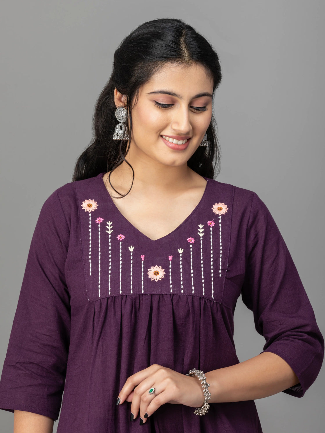 Handloom Cotton Co-ord Set With Embroidery