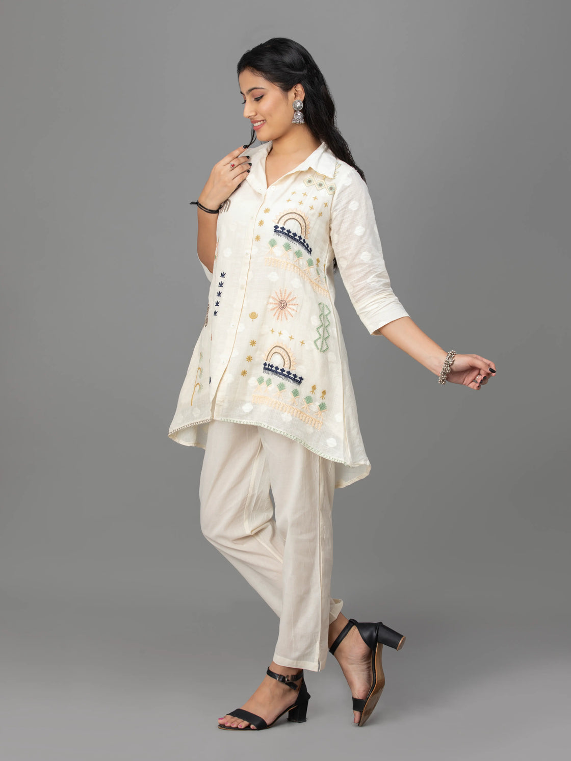 Ethnic Elegance Cotton Top and Trouser Set