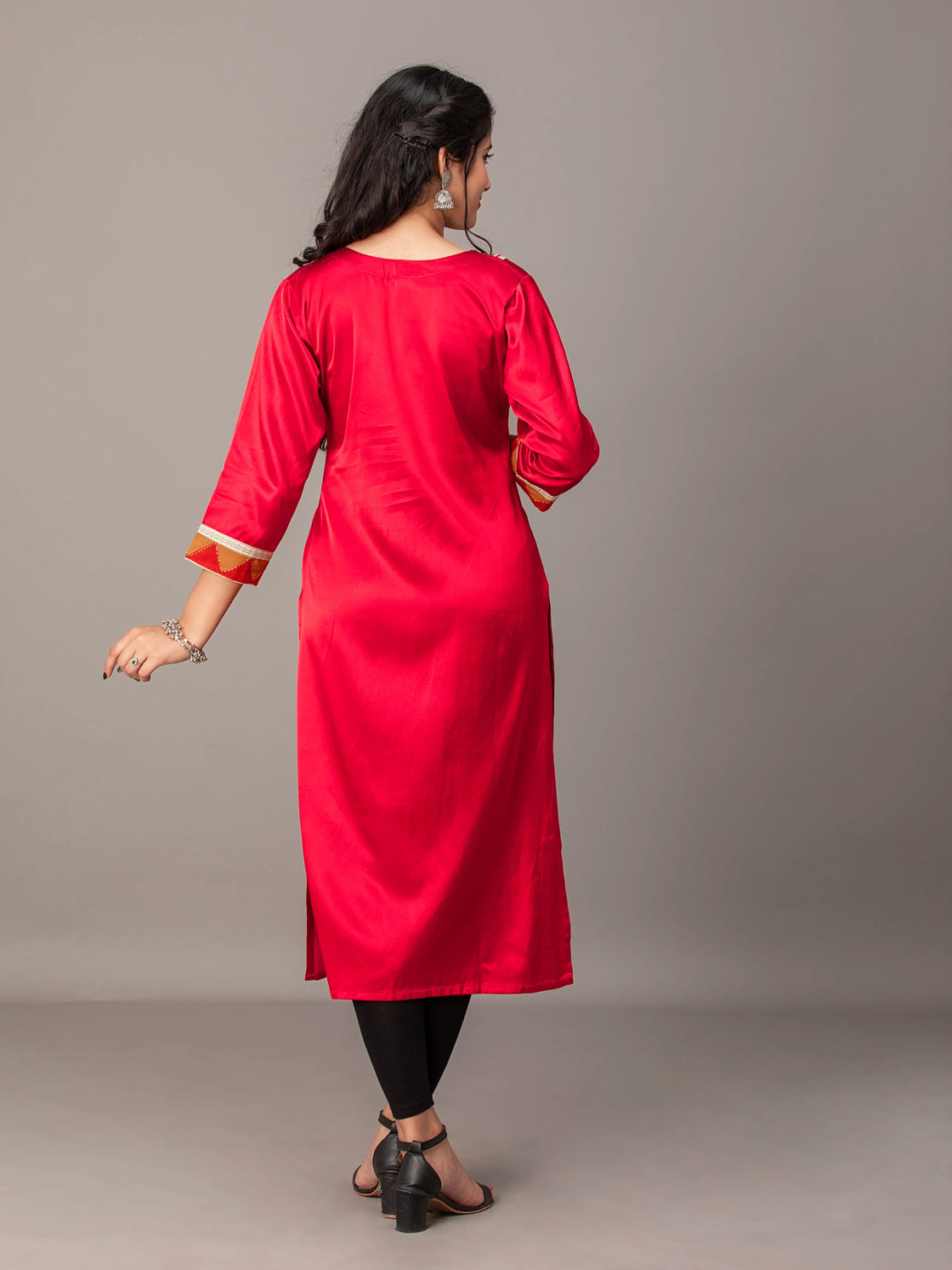 Gajji Silk Patchwork Kurti