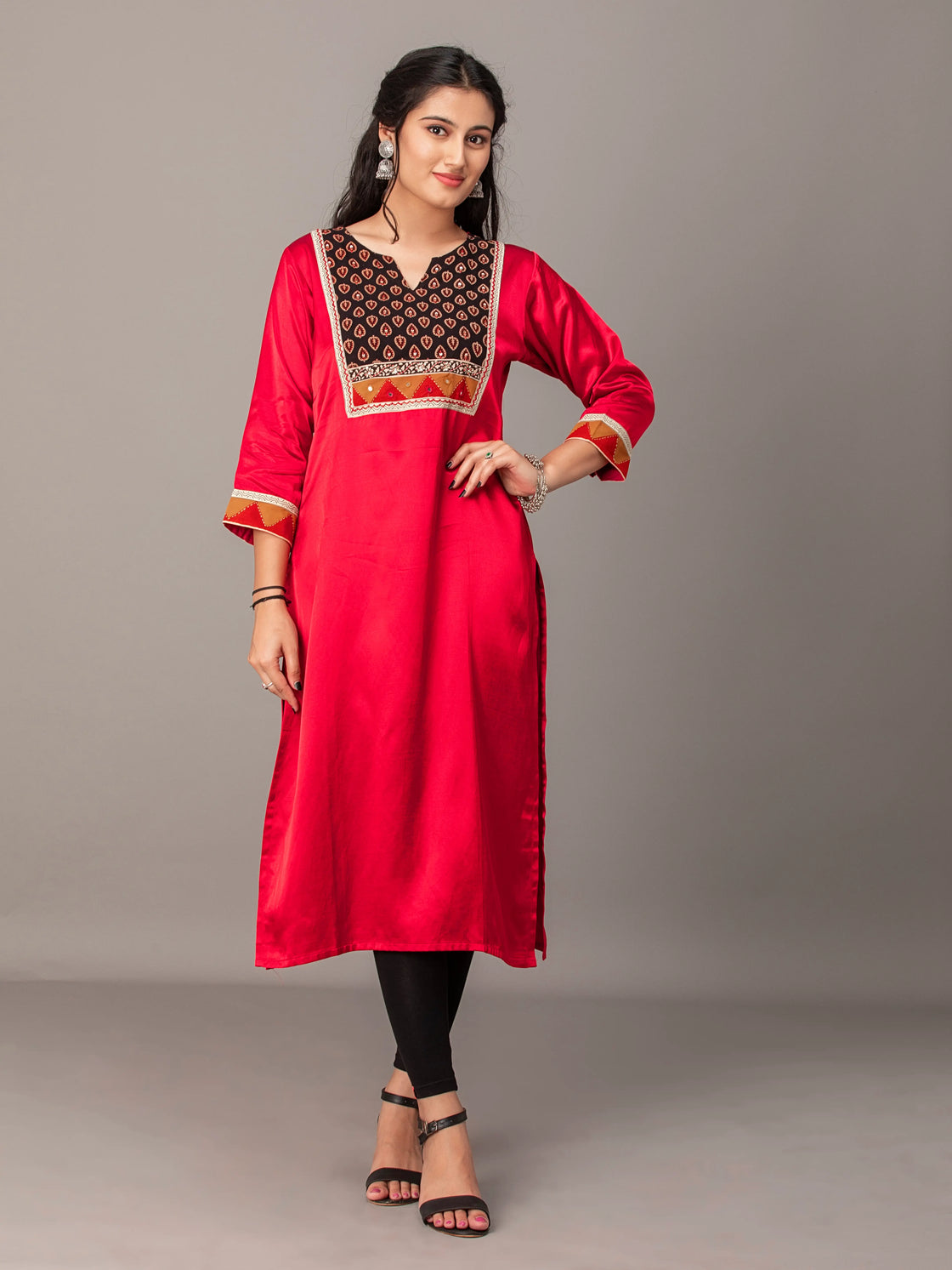 Gajji Silk Patchwork Kurti