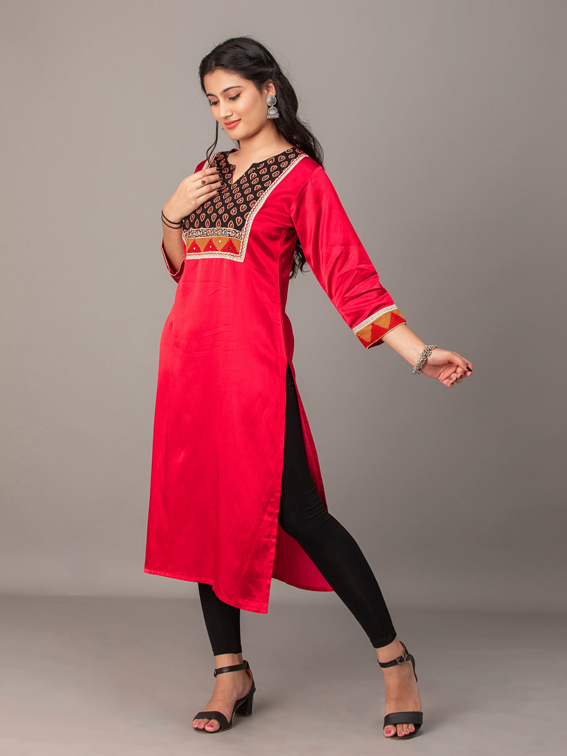 Gajji Silk Patchwork Kurti