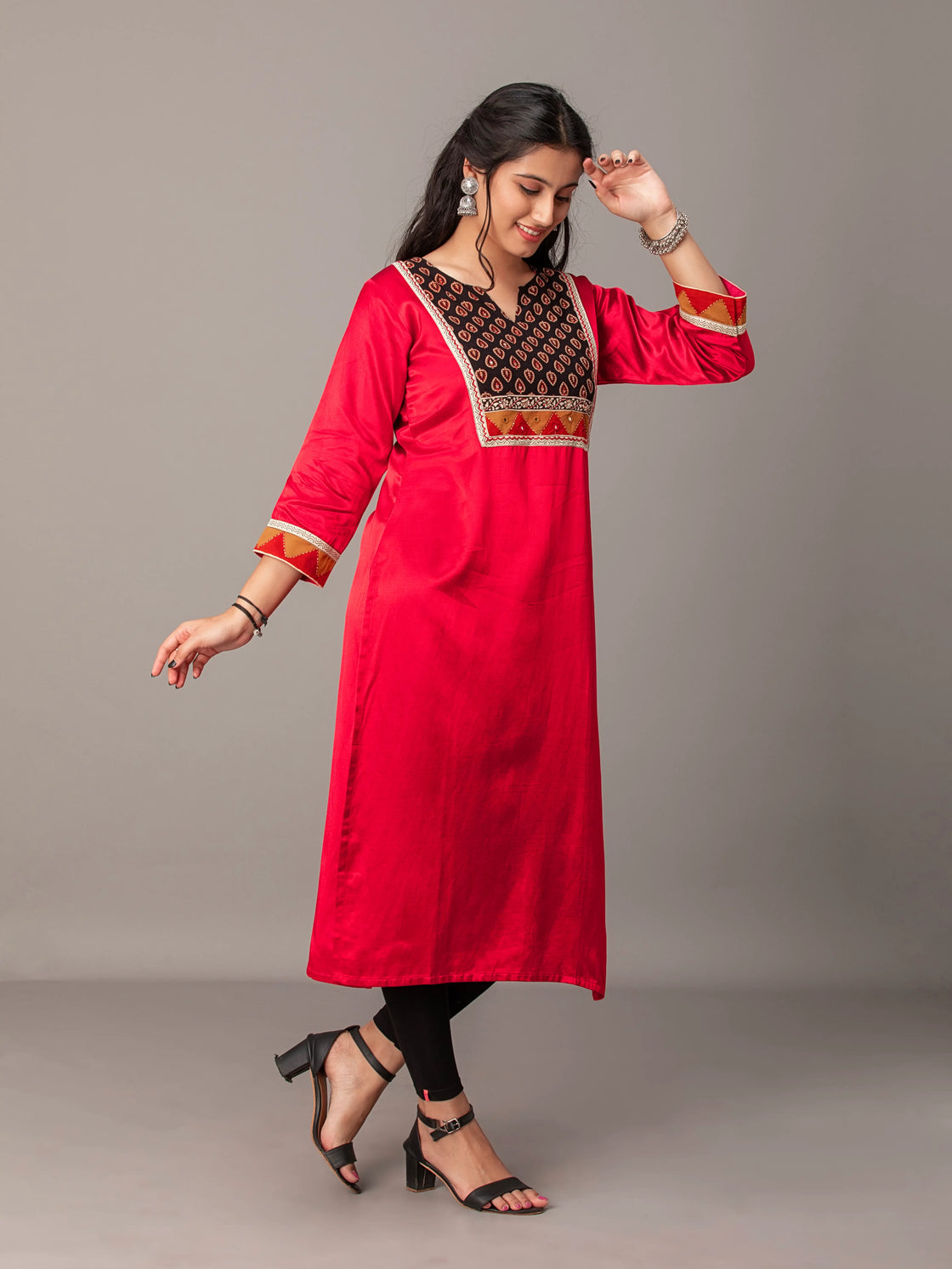 Gajji Silk Patchwork Kurti