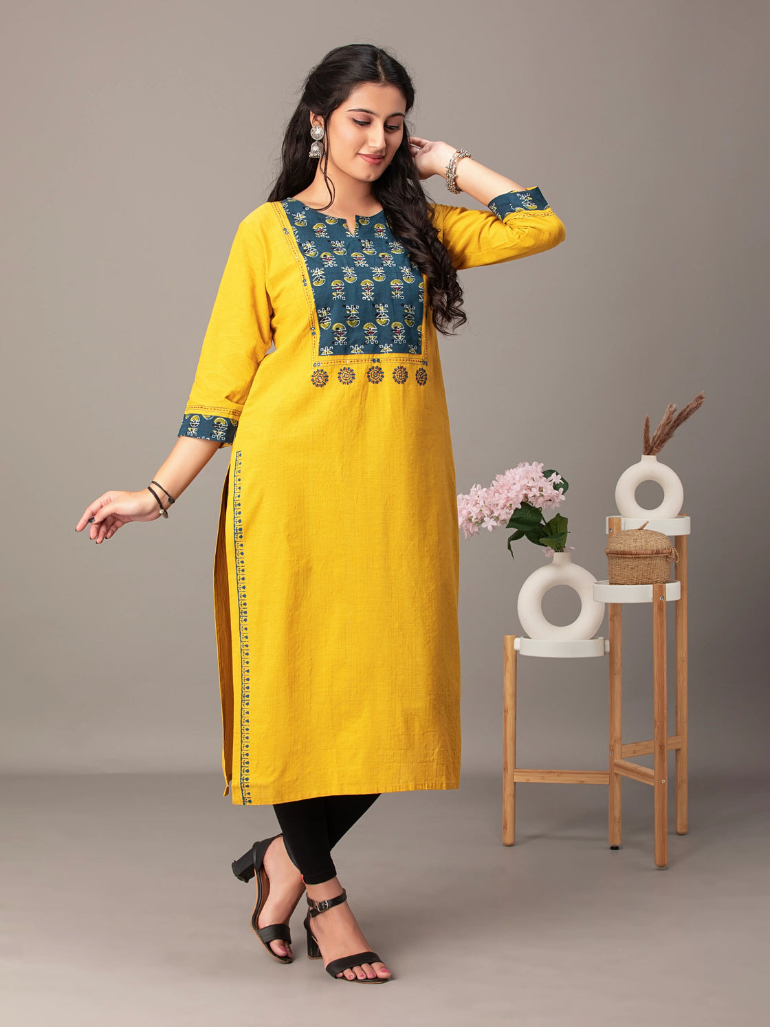 Handloom Cotton Kurti With Patchwork