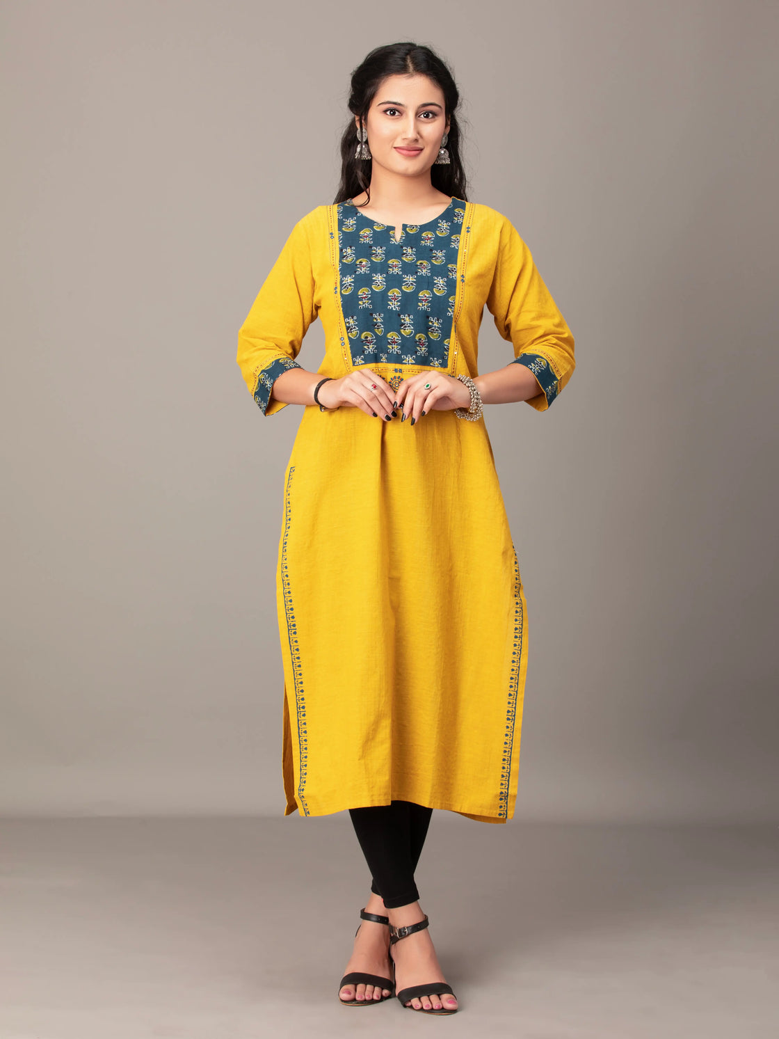 Handloom Cotton Kurti With Patchwork