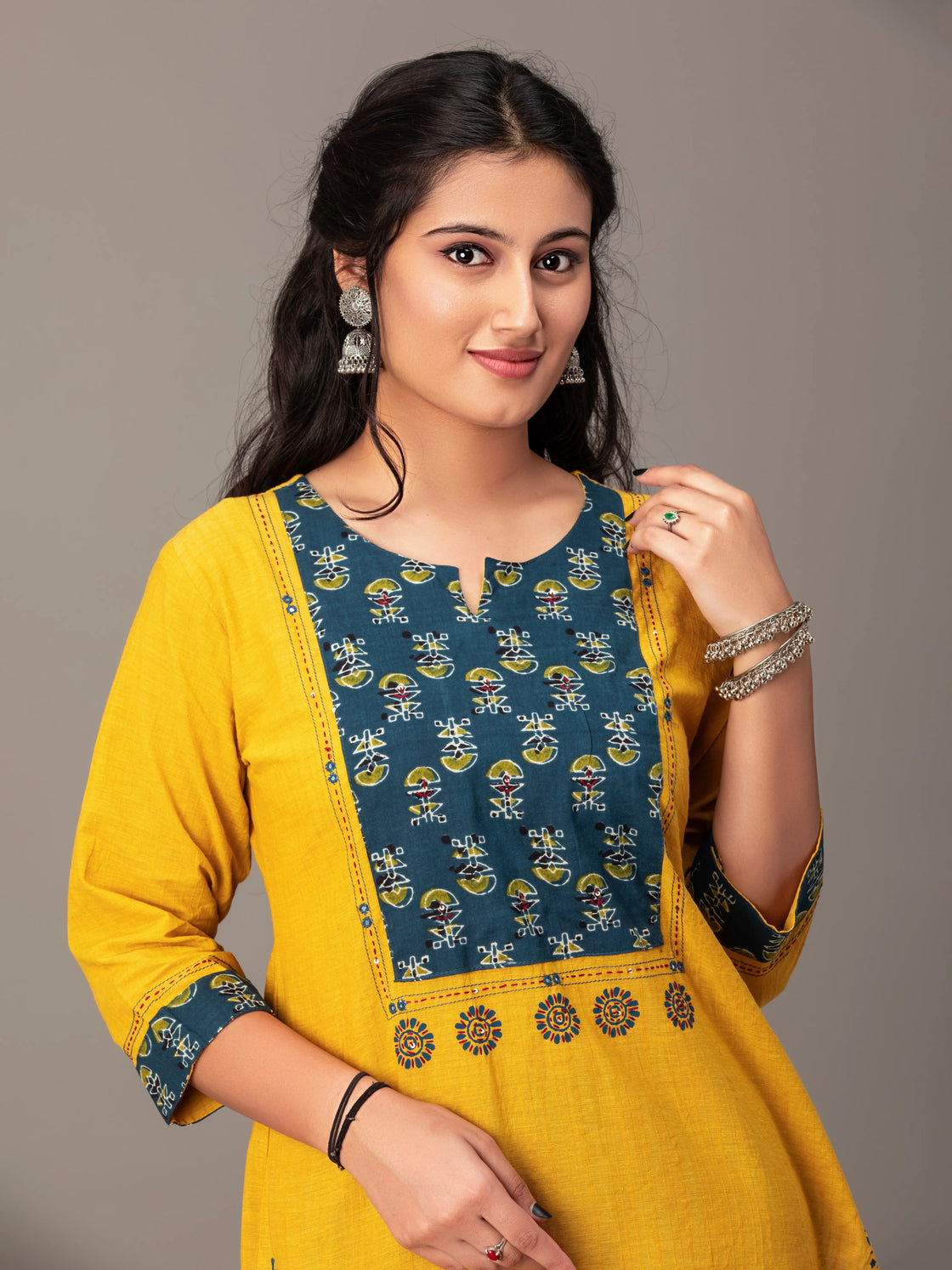 Handloom Cotton Kurti With Patchwork