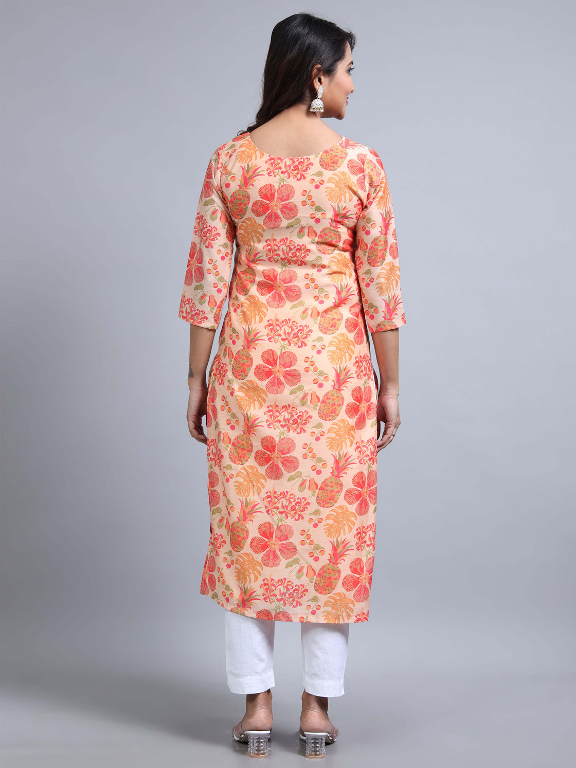 Chanderi Silk Kurti with Handwork & Floral Print
