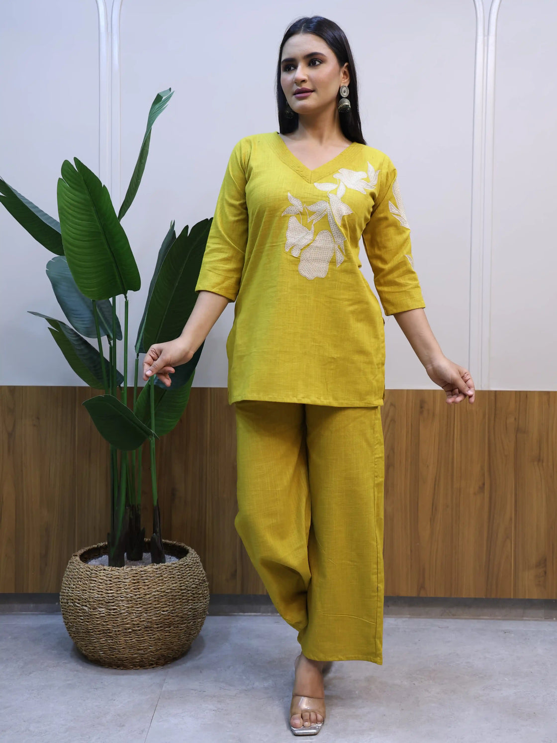 V Neck co ord Set – Mustard
