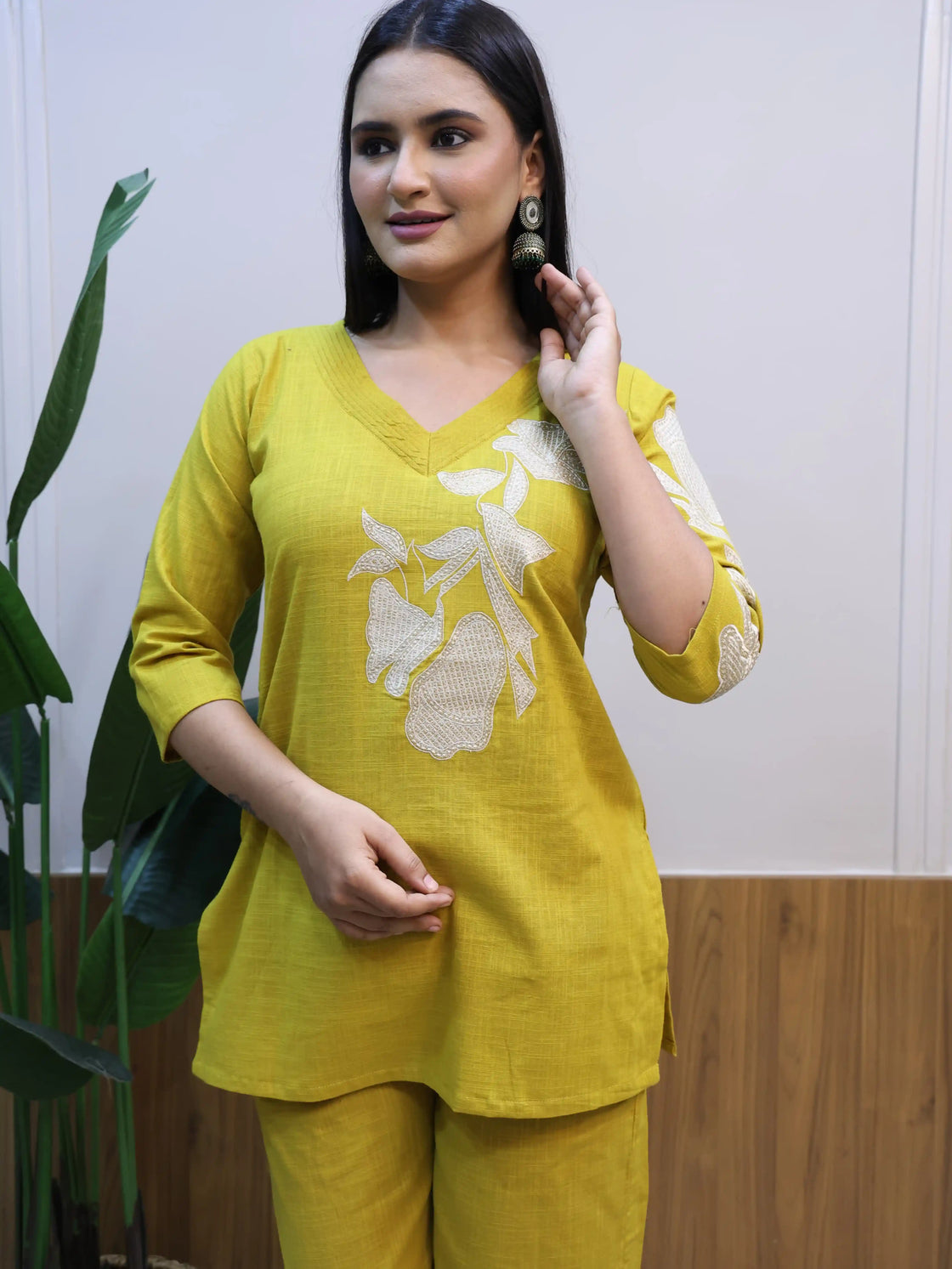 V Neck co ord Set – Mustard