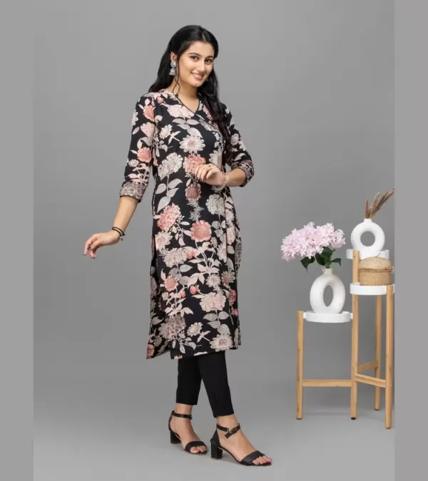 Midnight Bloom Cotton Kurti Set