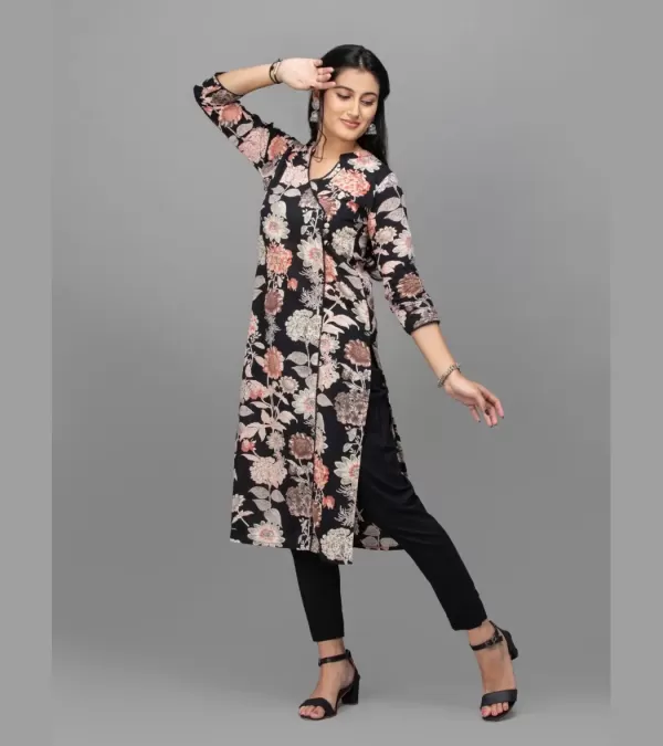 Midnight Bloom Cotton Kurti Set