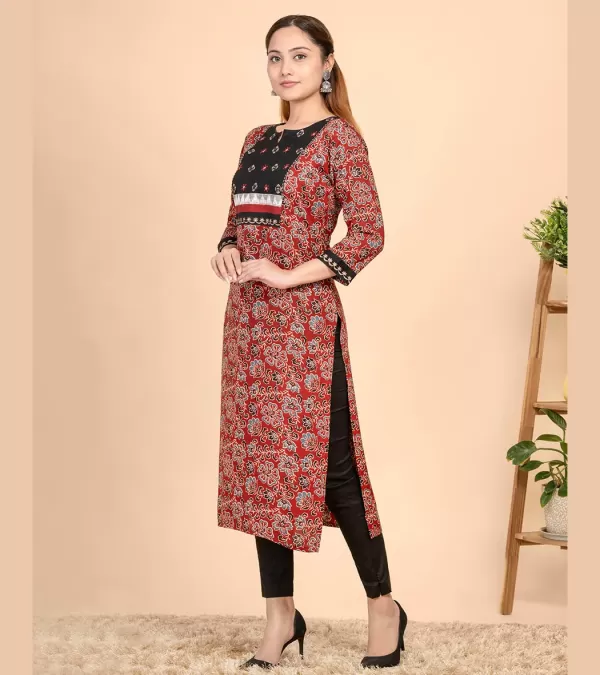 Round Neck Block Print Kurti