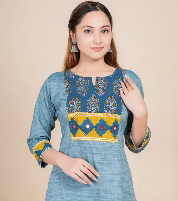 Gajji Silk Patchwork Kurti