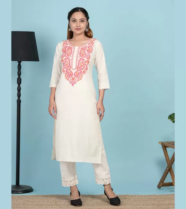 Midnight Bloom Cotton Kurti Set