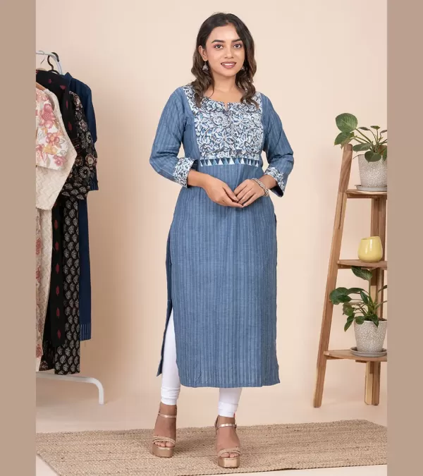 Round Neck Block Print Kurti